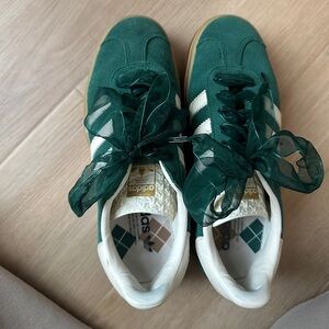 Adidas Emerald gazelle sambas with Sheer Ribbon Laces